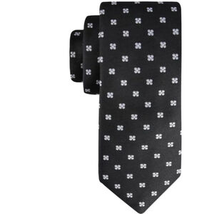 George Men's Floral Medallion Black Slim Necktie